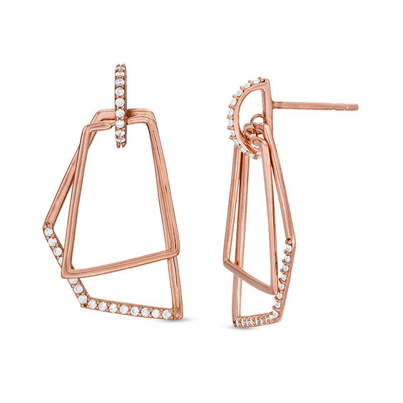 1/3 CT. T.W. Diamond Geometric Drop Earrings in 10K Rose Gold 1/3 CT. T.W. Diamond Geometric Drop Earrings in 10K Rose Gold