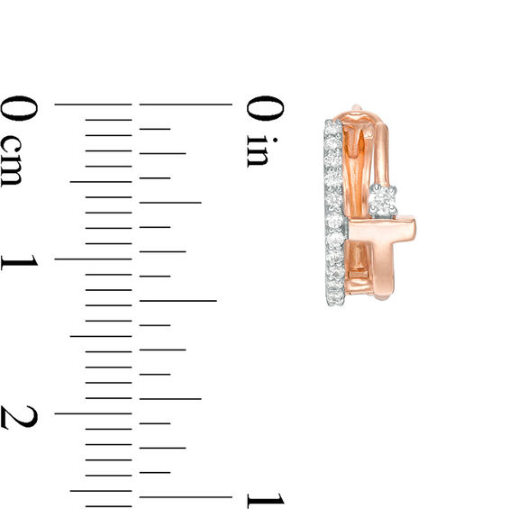 1/5 CT. T.w. Diamond Cross Split Hoop Earrings in 10K Rose Gold