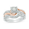 Thumbnail Image 0 of 1/2 CT. T.W. Diamond Square Frame Bypass Bridal Set in 10K Two-Tone Gold