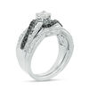 Thumbnail Image 1 of 7/8 CT. T.W. Enhanced Black and White Diamond Bypass Bridal Set in Sterling Silver