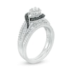 Thumbnail Image 2 of 1/2 CT. T.W. Enhanced Black and White Diamond Frame Bypass Swirl Bridal Set in 10K White Gold