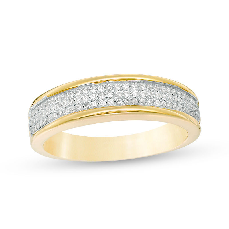 Main Image 1 of 1/4 CT. T.W. Diamond Three Row Band in 10K Gold