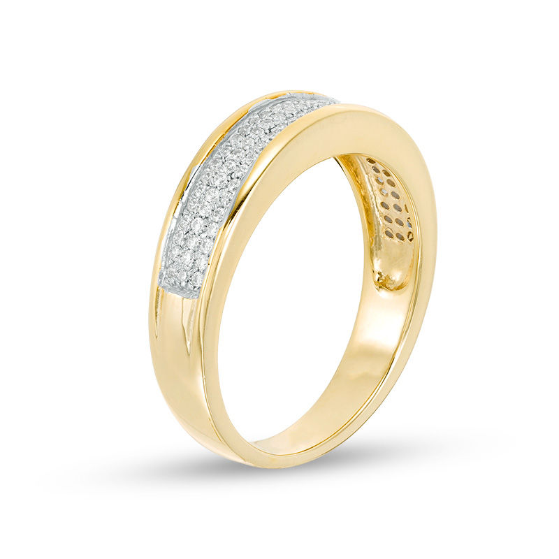 Main Image 2 of 1/4 CT. T.W. Diamond Three Row Band in 10K Gold