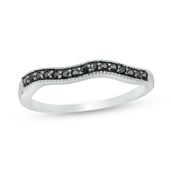 1/8 CT. T.w. Black Diamond Contour Wedding Band in 10K White Gold
