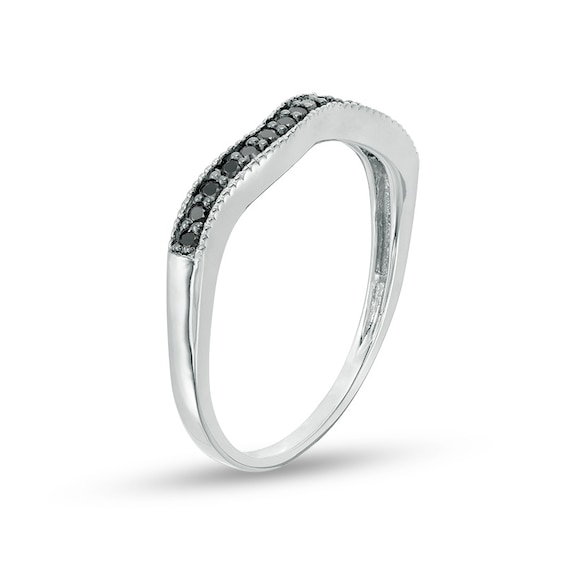 1/8 CT. T.w. Black Diamond Contour Wedding Band in 10K White Gold