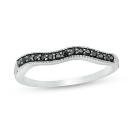 1/8 CT. T.W. Black Diamond Contour Wedding Band in 10K White Gold