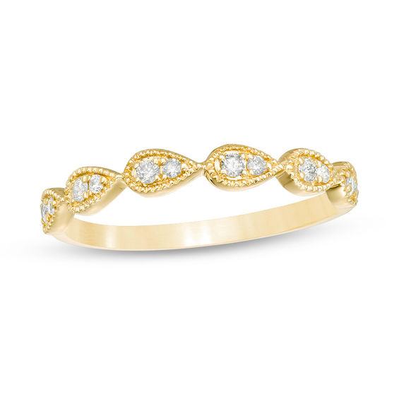 1/8 CT. T.w. Diamond Teardrop Vintage-Style Stackable Band in 10K Gold