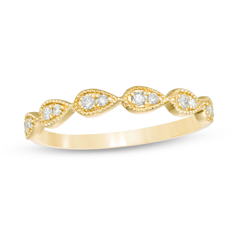 Main Image 1 of 1/8 CT. T.W. Diamond Teardrop Vintage-Style Stackable Band in 10K Gold