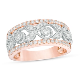 1/2 CT. T.W. Diamond Vine with Leaves Vintage-Style Anniversary Band in 10K Two-Tone Gold