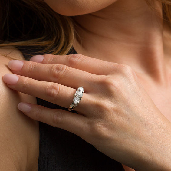 2 CT. T.w. Diamond Past Present Future® Engagement Ring in 14K White Gold