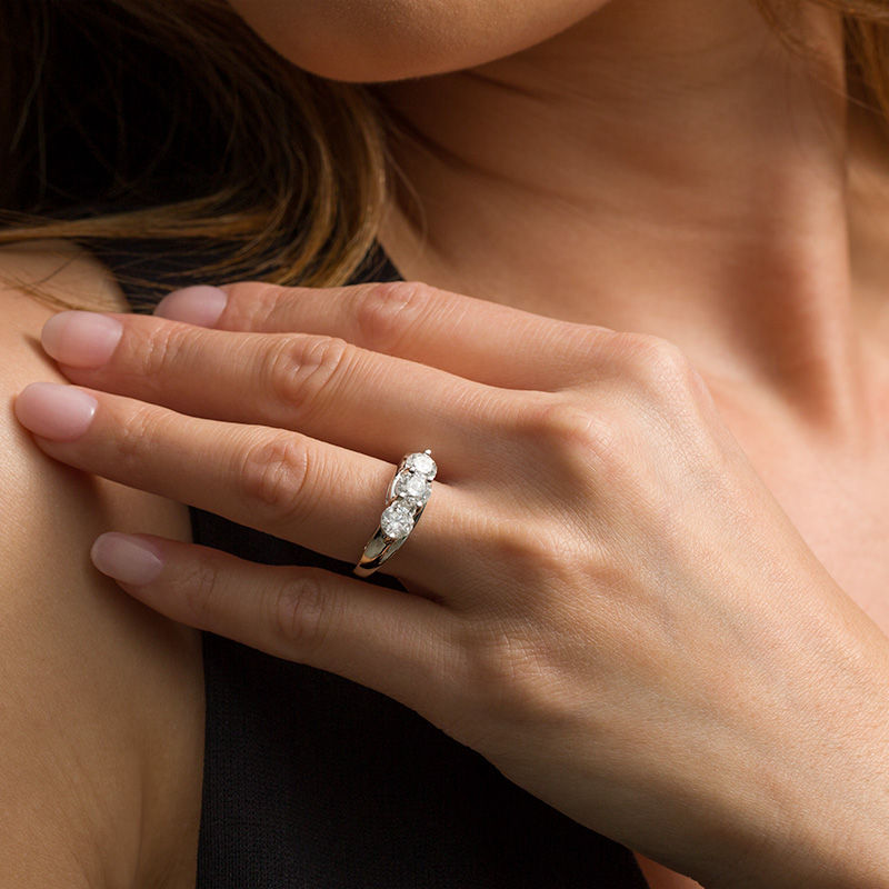 Main Image 4 of 2 CT. T.W. Diamond Past Present Future® Engagement Ring in 14K White Gold