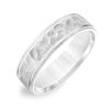 Thumbnail Image 2 of 6.0mm Comfort-Fit Brushed Hammered Wedding Band in 14K White Gold