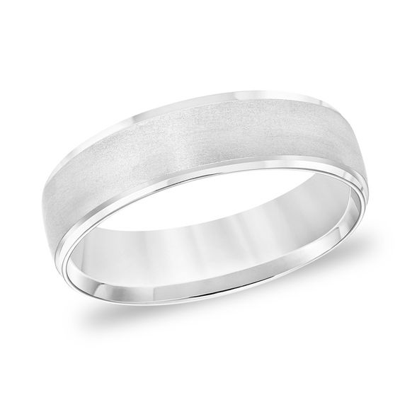 6.0mm Comfort-Fit Brushed Wedding Band in 14K White Gold