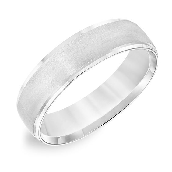 6.0mm Comfort-Fit Brushed Wedding Band in 14K White Gold