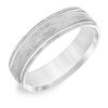 Thumbnail Image 1 of Men's 6.0mm Comfort-Fit Brushed Wire-Textured Grooved Wedding Band in 14K White Gold