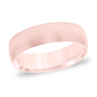 6.0mm Comfort-Fit Matte Wedding Band in 14K Rose Gold