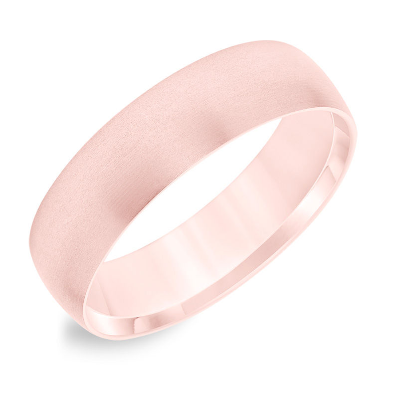 Men's 6.0mm Comfort-Fit Matte Wedding Band in 14K Rose Gold