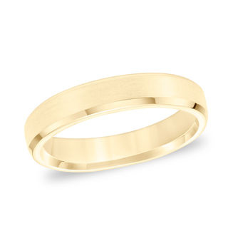 4.5mm Comfort-Fit Brushed Beveled Edge Wedding Band in 14K Gold