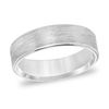 Thumbnail Image 1 of Men's 6.0mm Comfort-Fit Brushed Wire-Textured Wedding Band in 14K White Gold