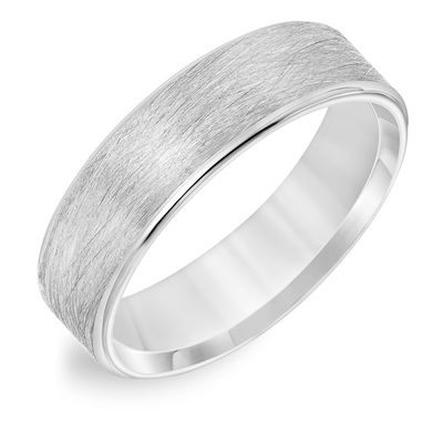Men's 6.0mm Comfort-Fit Brushed Wire-Textured Wedding Band in 14K
