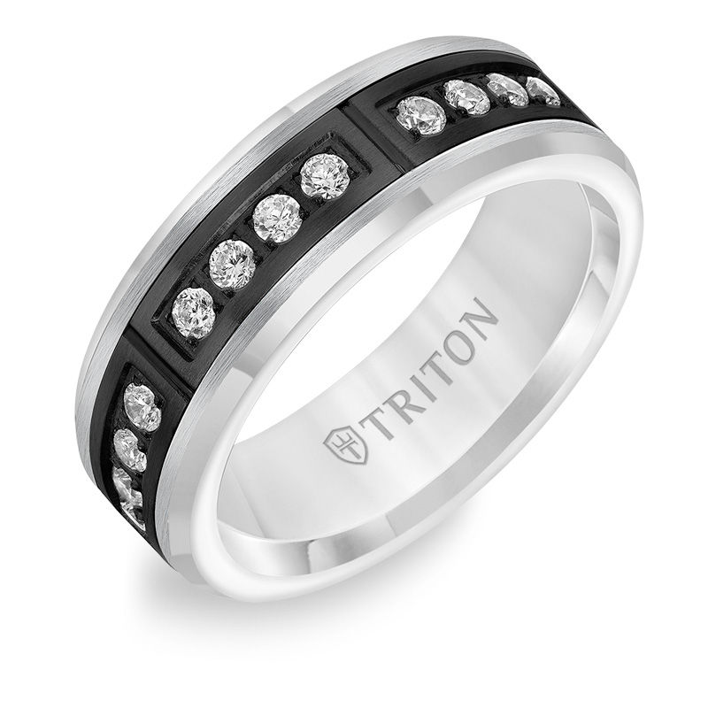 Triton Men's 3/8 CT. T.W. Diamond Wedding Band in Tungsten