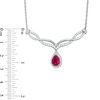 Thumbnail Image 1 of Pear-Shaped Lab-Created Ruby and White Sapphire Braided Chevron Necklace in Sterling Silver