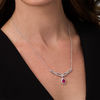 Thumbnail Image 2 of Pear-Shaped Lab-Created Ruby and White Sapphire Braided Chevron Necklace in Sterling Silver