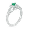 Thumbnail Image 2 of 4.0mm Heart-Shaped Lab-Created Emerald and White Sapphire Claddagh Ring in Sterling Silver