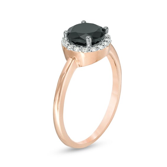 6.0mm Lab-Created Black Sapphire and 1/6 CT. T.w. Diamond Frame Ring in 10K Rose Gold