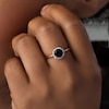 Thumbnail Image 3 of 6.0mm Lab-Created Black Sapphire and 1/6 CT. T.W. Diamond Frame Ring in 10K Rose Gold