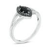 Thumbnail Image 2 of Marquise Lab-Created Black Sapphire and 1/10 CT. T.W. Black Diamond Frame Split Shank Ring in Sterling Silver