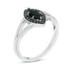 Thumbnail Image 1 of Marquise Lab-Created Black Sapphire and 1/10 CT. T.W. Black Diamond Frame Split Shank Ring in Sterling Silver