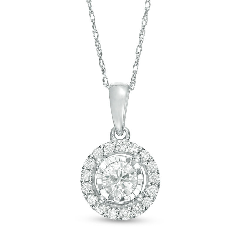 Main Image 1 of 3/8 CT. T.W. Diamond Frame Pendant in 10K White Gold
