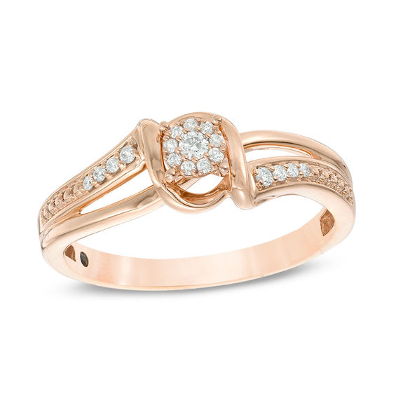 Cherished Promise Collection™ 1/10 CT. T.W. Diamond Frame Bypass Promise Ring in 10K Rose Gold Cherished Promise Collection™ 1/10 CT. T.W. Diamond Frame Bypass Promise Ring in 10K Rose Gold