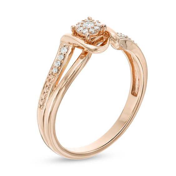 Cherished Promise Collection™ 1/10 CT. T.W. Diamond Frame Bypass Promise Ring in 10K Rose Gold Cherished Promise Collection™ 1/10 CT. T.W. Diamond Frame Bypass Promise Ring in 10K Rose Gold