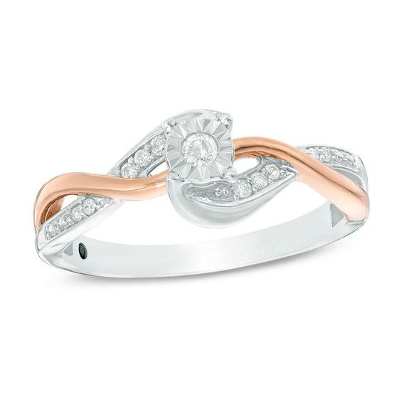 Cherished Promise Collection™ 1/15 CT. T.W. Diamond Bypass Promise Ring in 10K Two-Tone Gold Cherished Promise Collection™ 1/15 CT. T.W. Diamond Bypass Promise Ring in 10K Two-Tone Gold