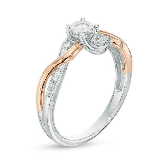 Cherished Promise Collection™ 1/15 CT. T.W. Diamond Bypass Promise Ring in 10K Two-Tone Gold Cherished Promise Collection™ 1/15 CT. T.W. Diamond Bypass Promise Ring in 10K Two-Tone Gold