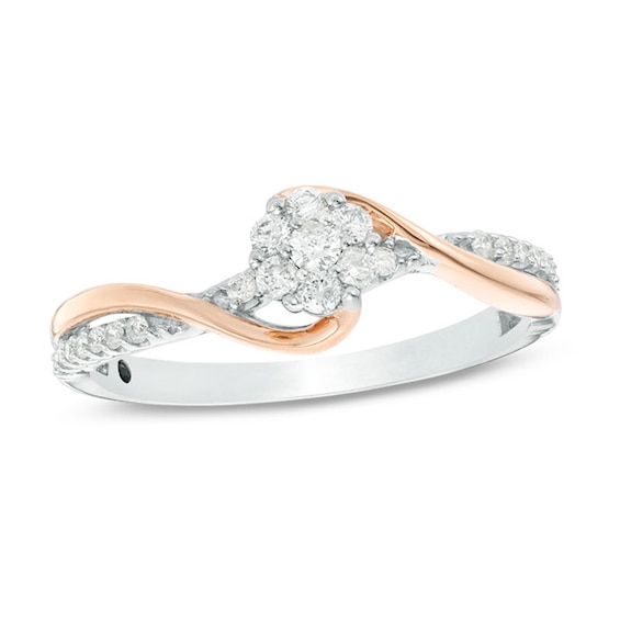 Cherished Promise Collection™ 1/4 CT. T.W. Composite Diamond Bypass Promise Ring in 10K Two-Tone Gold Cherished Promise Collection™ 1/4 CT. T.W. Composite Diamond Bypass Promise Ring in 10K Two-Tone Gold