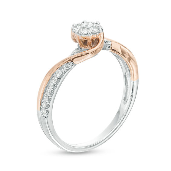 Cherished Promise Collection™ 1/4 CT. T.W. Composite Diamond Bypass Promise Ring in 10K Two-Tone Gold Cherished Promise Collection™ 1/4 CT. T.W. Composite Diamond Bypass Promise Ring in 10K Two-Tone Gold