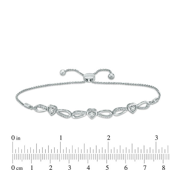 Diamond Accent Heart Infinity Bolo Bracelet in Sterling Silver - 10.25"