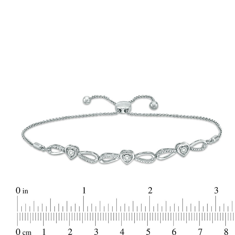 Main Image 2 of Diamond Accent Heart Infinity Bolo Bracelet in Sterling Silver - 10.25"