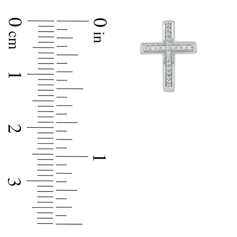Main Image 2 of 1/6 CT. T.W. Diamond Cross Hoop Earrings in Sterling Silver