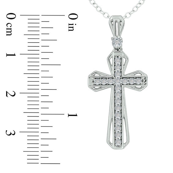 1/20 CT. T.w. Diamond Open Layered Cross Pendant in Sterling Silver