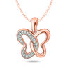 Thumbnail Image 1 of 1/20 CT. T.W. Diamond Butterfly Pendant in Sterling Silver with 14K Rose Gold Plate
