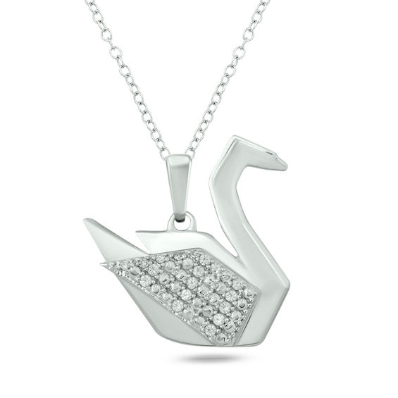 120 Ct Tw Diamond Origami Horse Pendant In Sterling