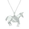 Thumbnail Image 0 of 1/20 CT. T.W. Diamond Origami Horse Pendant in Sterling Silver