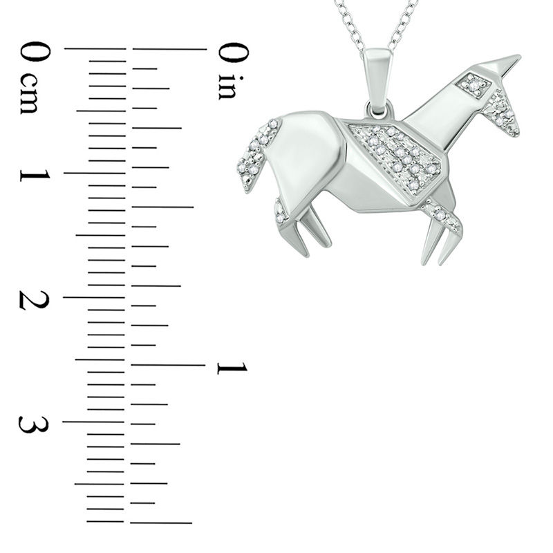 1/20 CT. T.W. Diamond Origami Horse Pendant in Sterling Silver