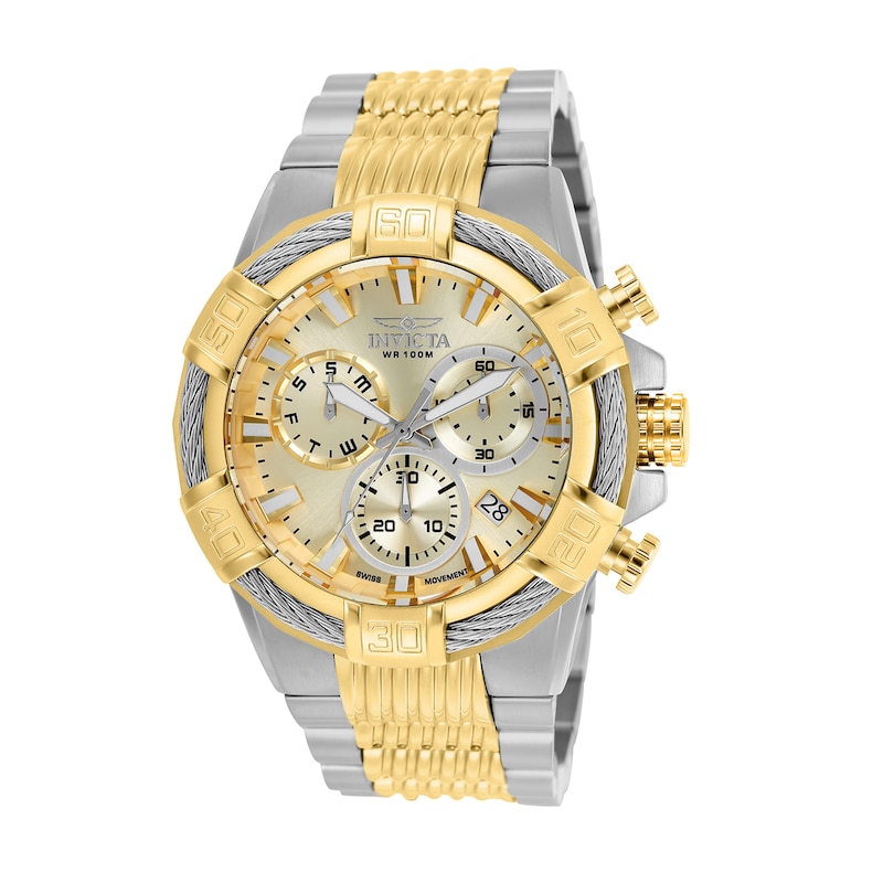 Men's Invicta Bolt Chronograph Two-Tone Watch with Champagne Dial ...