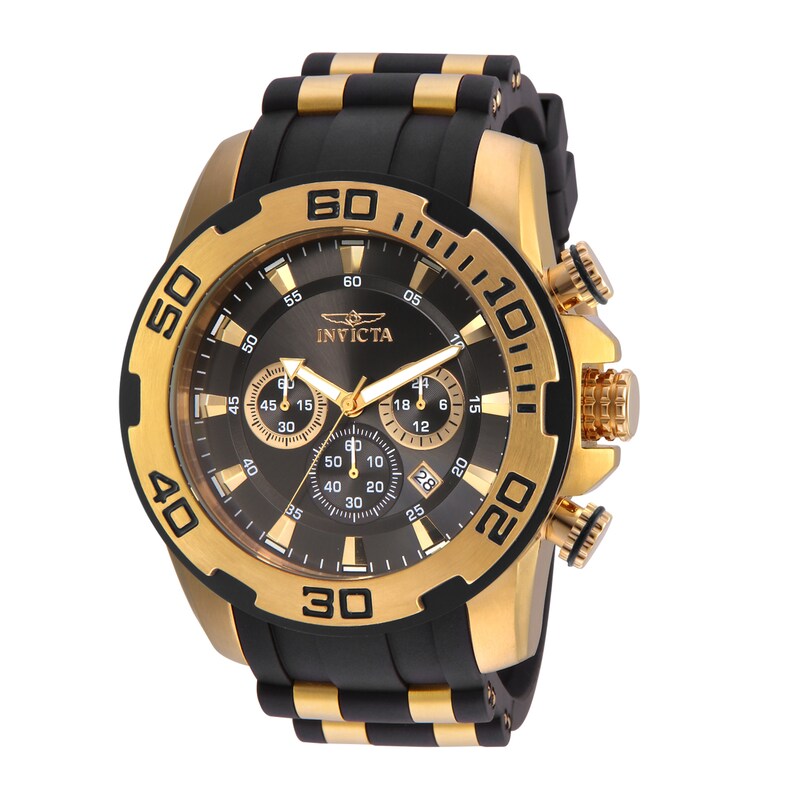 Main Image 1 of Men's Invicta Pro Diver Chronograph Gold-Tone Strap Watch with Grey Dial (Model: 22344)