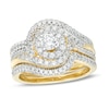Thumbnail Image 1 of 1 CT. T.W. Diamond Bypass Swirl Frame Three Piece Bridal Set in 14K Gold